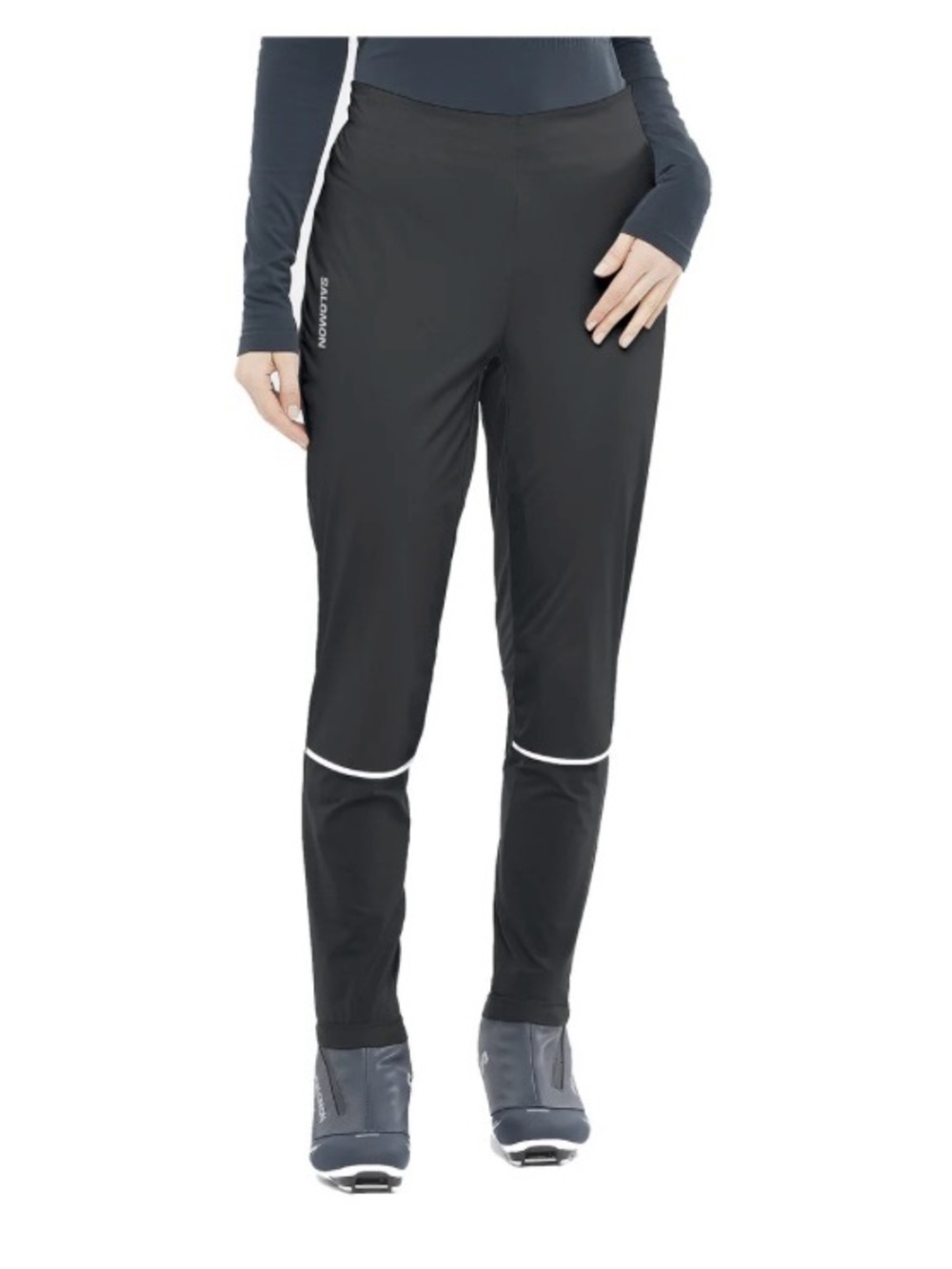 Salomon Black Women's Lightweight Shell Technical Pants with Reflective Piping
